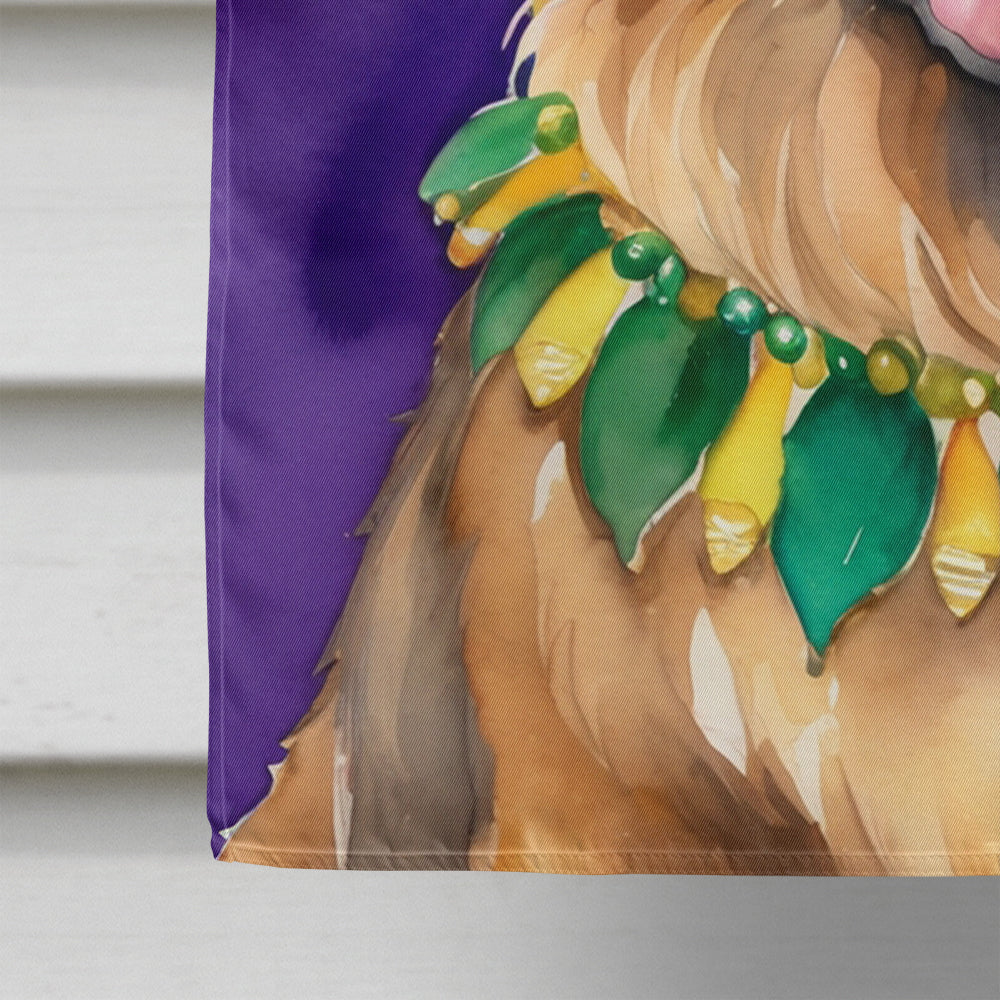 Leonberger King of Mardi Gras House Flag 28x40 Porch Sleeve Pole Decorative Outside Yard Banner Artwork Wall Hanging, Polyester