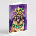 Leonberger King of Mardi Gras Greeting Cards Pack of 8 Blank Cards with Envelopes Whimsical A7 Size 5x7