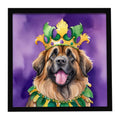 Leonberger King of Mardi Gras Framed Metal Print Bathroom, Kitchen, Office, Home Decor Wall Art Ready to Hang, Square, 8X8