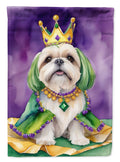 Lhasa Apso King of Mardi Gras House Flag 28x40 Porch Sleeve Pole Decorative Outside Yard Banner Artwork Wall Hanging, Polyester