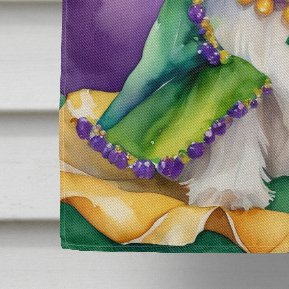 Lhasa Apso King of Mardi Gras House Flag 28x40 Porch Sleeve Pole Decorative Outside Yard Banner Artwork Wall Hanging, Polyester