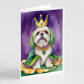Lhasa Apso King of Mardi Gras Greeting Cards Pack of 8 Blank Cards with Envelopes Whimsical A7 Size 5x7