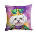 Maltese King of Mardi Gras Decorative Throw Pillow 18x18 Indoor Outdoor Accent Cushion, Fabric Cover with Insert for Sofa, Bed, Porch & Living Room