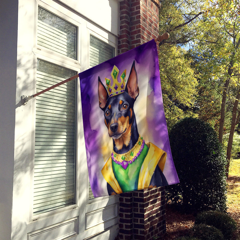 Manchester Terrier King of Mardi Gras House Flag 28x40 Porch Sleeve Pole Decorative Outside Yard Banner Artwork Wall Hanging, Polyester