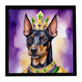Manchester Terrier King of Mardi Gras Framed Metal Print Bathroom, Kitchen, Office, Home Decor Wall Art Ready to Hang, Square, 8X8
