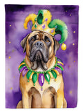 Mastiff King of Mardi Gras House Flag 28x40 Porch Sleeve Pole Decorative Outside Yard Banner Artwork Wall Hanging, Polyester