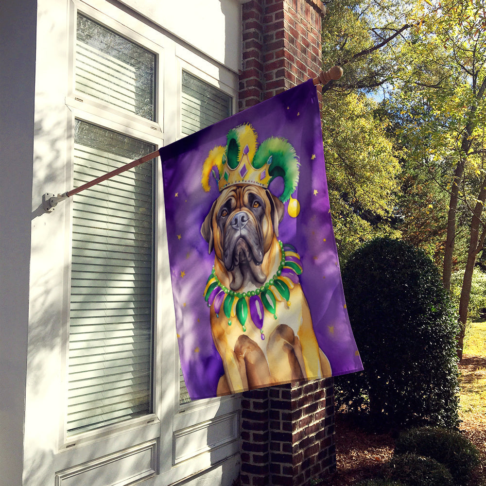 Mastiff King of Mardi Gras House Flag 28x40 Porch Sleeve Pole Decorative Outside Yard Banner Artwork Wall Hanging, Polyester