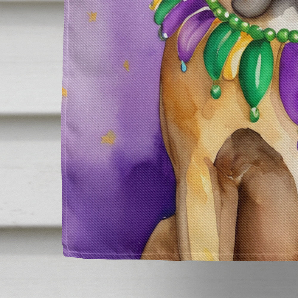 Mastiff King of Mardi Gras House Flag 28x40 Porch Sleeve Pole Decorative Outside Yard Banner Artwork Wall Hanging, Polyester