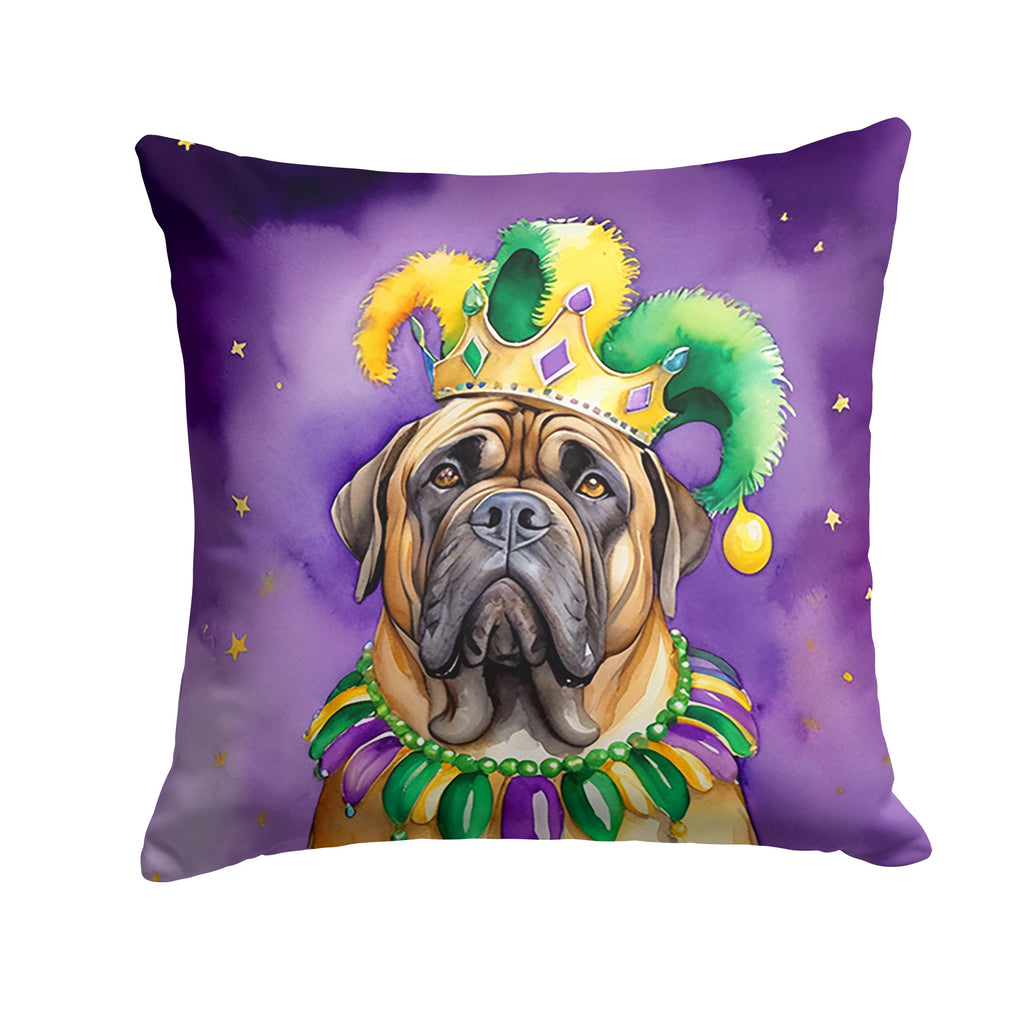 Mastiff King of Mardi Gras Decorative Throw Pillow 14x14 Indoor Outdoor Accent Cushion, Fabric Cover with Insert for Sofa, Bed, Porch & Living Room