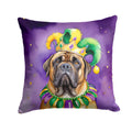 Mastiff King of Mardi Gras Decorative Throw Pillow 14x14 Indoor Outdoor Accent Cushion, Fabric Cover with Insert for Sofa, Bed, Porch & Living Room
