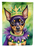 Miniature Pinscher King of Mardi Gras House Flag 28x40 Porch Sleeve Pole Decorative Outside Yard Banner Artwork Wall Hanging, Polyester