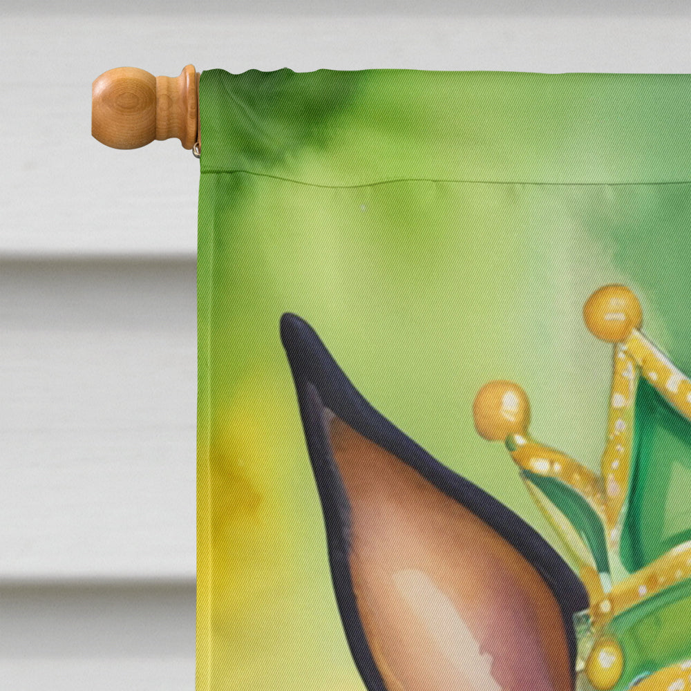 Miniature Pinscher King of Mardi Gras House Flag 28x40 Porch Sleeve Pole Decorative Outside Yard Banner Artwork Wall Hanging, Polyester
