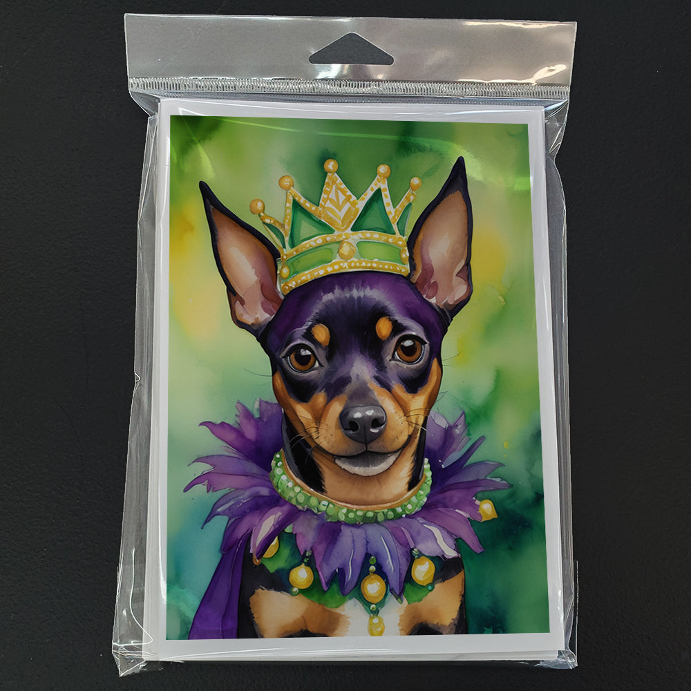 Miniature Pinscher King of Mardi Gras Greeting Cards Pack of 8 Blank Cards with Envelopes Whimsical A7 Size 5x7