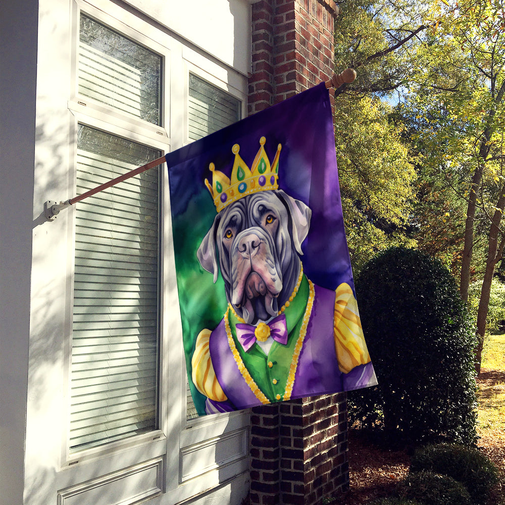 Neapolitan Mastiff King of Mardi Gras House Flag 28x40 Porch Sleeve Pole Decorative Outside Yard Banner Artwork Wall Hanging, Polyester