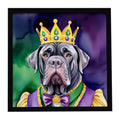 Neapolitan Mastiff King of Mardi Gras Framed Metal Print Bathroom, Kitchen, Office, Home Decor Wall Art Ready to Hang, Square, 8X8