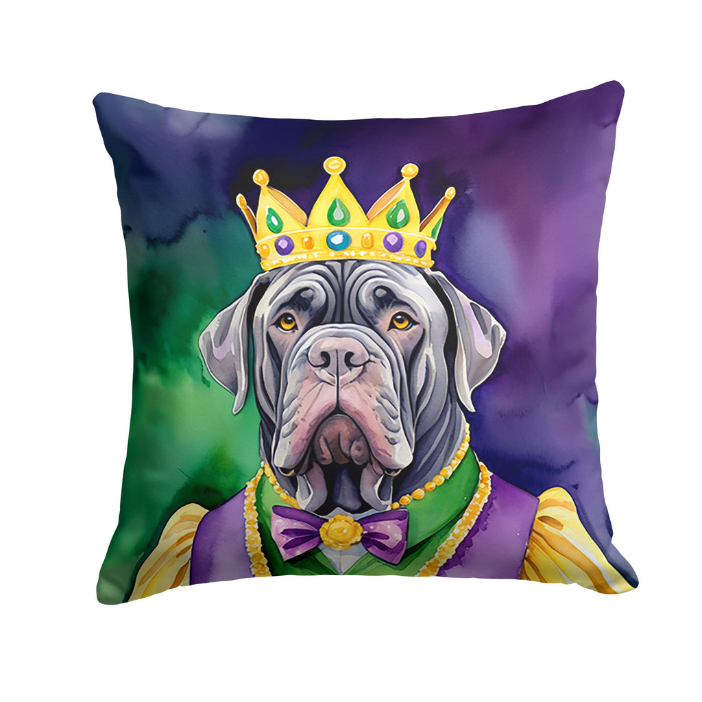 Neapolitan Mastiff King of Mardi Gras Decorative Throw Pillow 18x18 Indoor Outdoor Accent Cushion, Fabric Cover with Insert for Sofa, Bed, Porch & Living Room