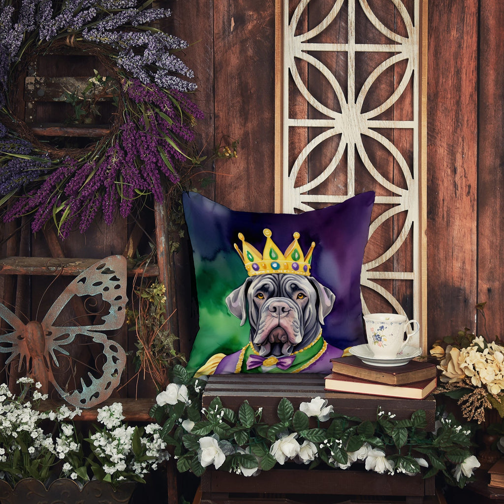 Neapolitan Mastiff King of Mardi Gras Decorative Throw Pillow 18x18 Indoor Outdoor Accent Cushion, Fabric Cover with Insert for Sofa, Bed, Porch & Living Room