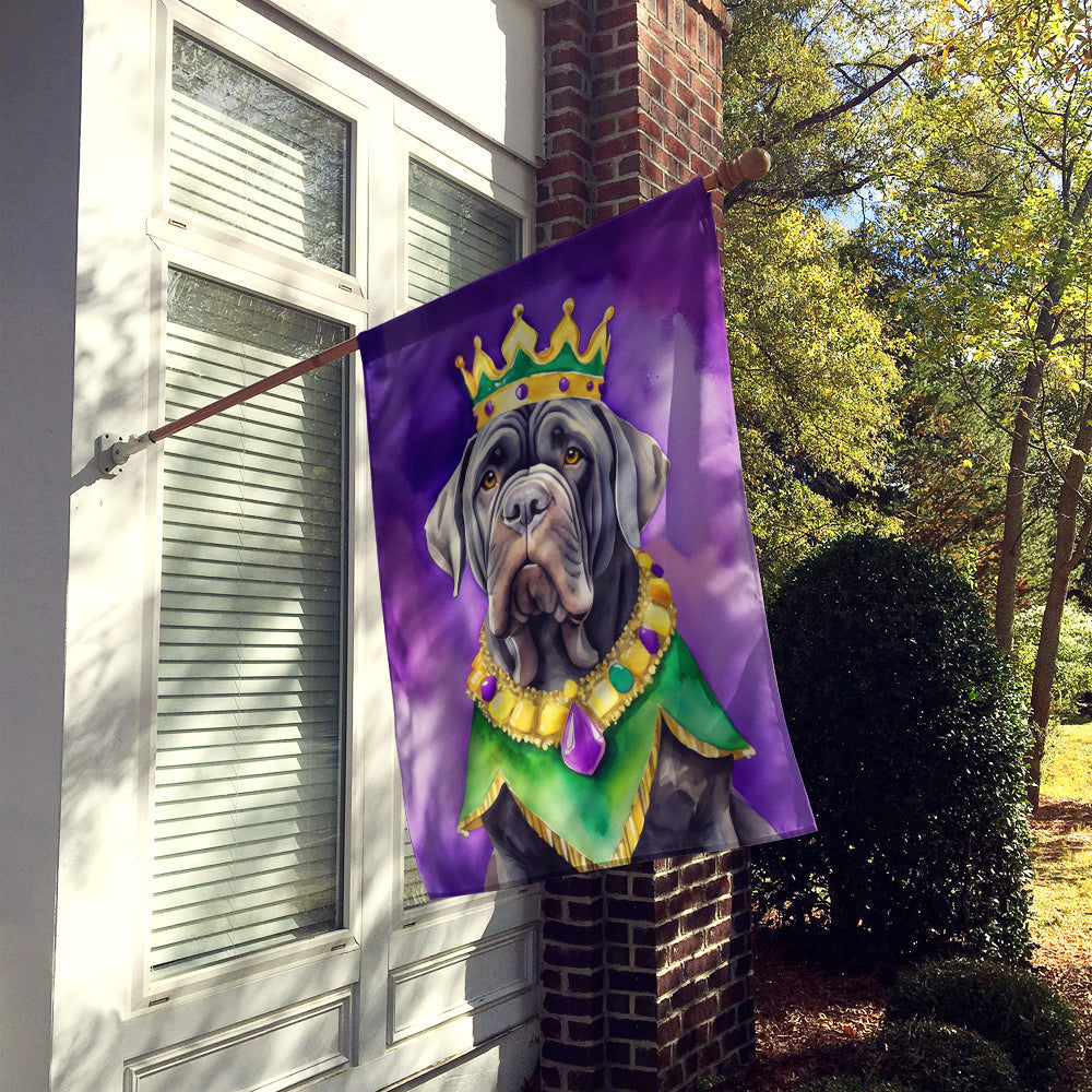 Neapolitan Mastiff King of Mardi Gras House Flag 28x40 Porch Sleeve Pole Decorative Outside Yard Banner Artwork Wall Hanging, Polyester