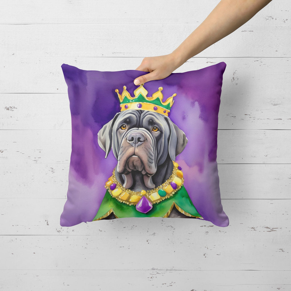 Neapolitan Mastiff King of Mardi Gras Decorative Throw Pillow 18x18 Indoor Outdoor Accent Cushion, Fabric Cover with Insert for Sofa, Bed, Porch & Living Room