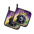 Newfoundland King of Mardi Gras Pot Holder Set of 2 Heat Resistant Quilted Hot Pads 7.5 x 7.5 Inch, Insulated Kitchen Trivets for Cooking & Baking