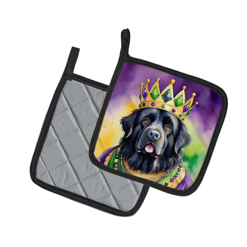 Newfoundland King of Mardi Gras Pot Holder Set of 2 Heat Resistant Quilted Hot Pads 7.5 x 7.5 Inch, Insulated Kitchen Trivets for Cooking & Baking
