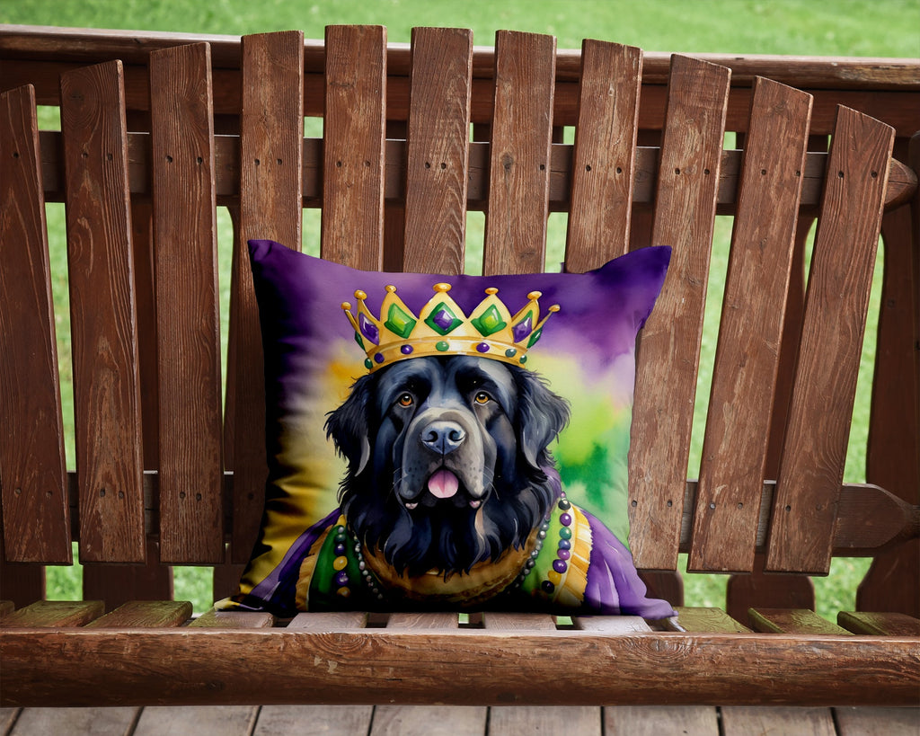 Newfoundland King of Mardi Gras Decorative Throw Pillow 14x14 Indoor Outdoor Accent Cushion, Fabric Cover with Insert for Sofa, Bed, Porch & Living Room