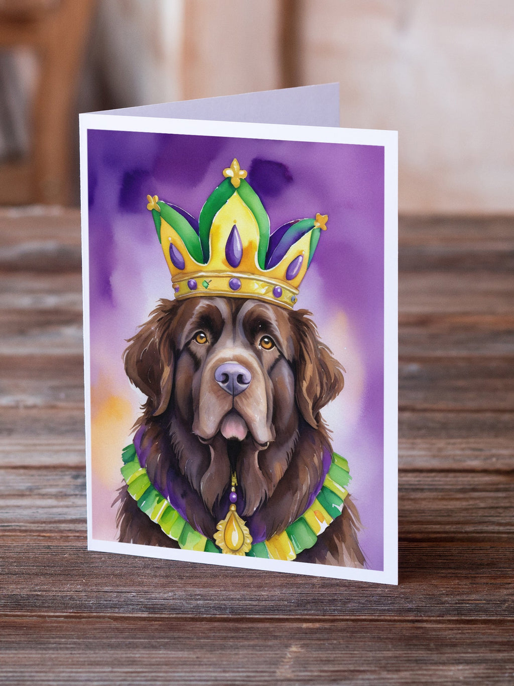 Newfoundland King of Mardi Gras Greeting Cards Pack of 8 Blank Cards with Envelopes Whimsical A7 Size 5x7