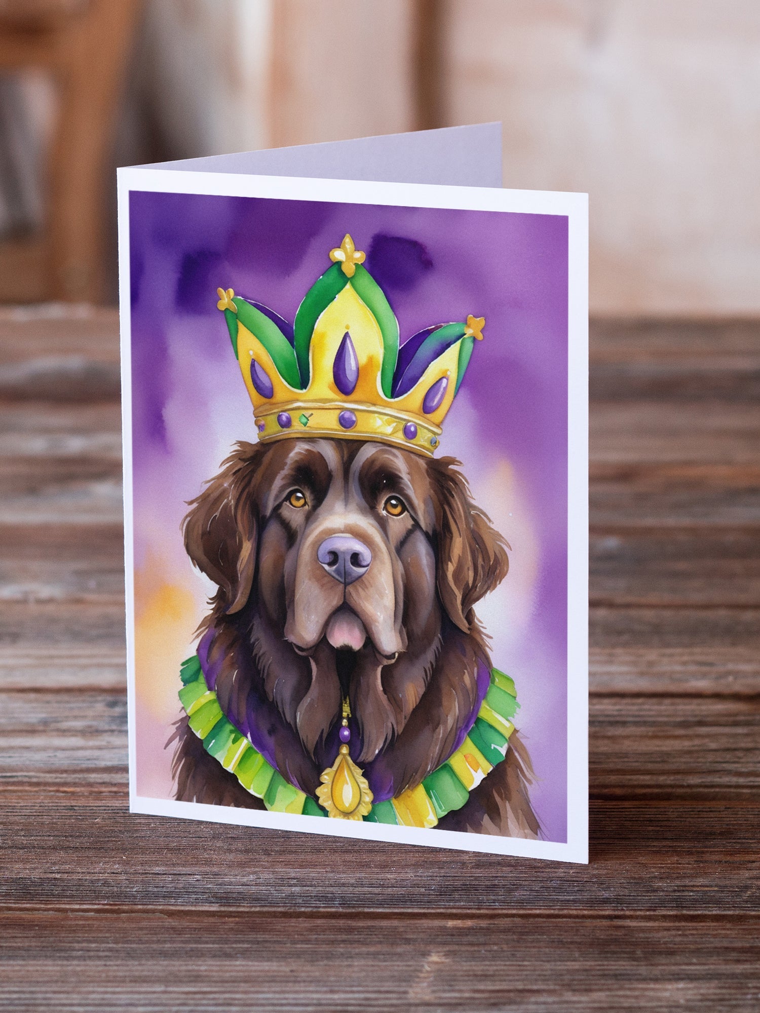 Newfoundland King of Mardi Gras Greeting Cards Pack of 8 Blank Cards with Envelopes Whimsical A7 Size 5x7