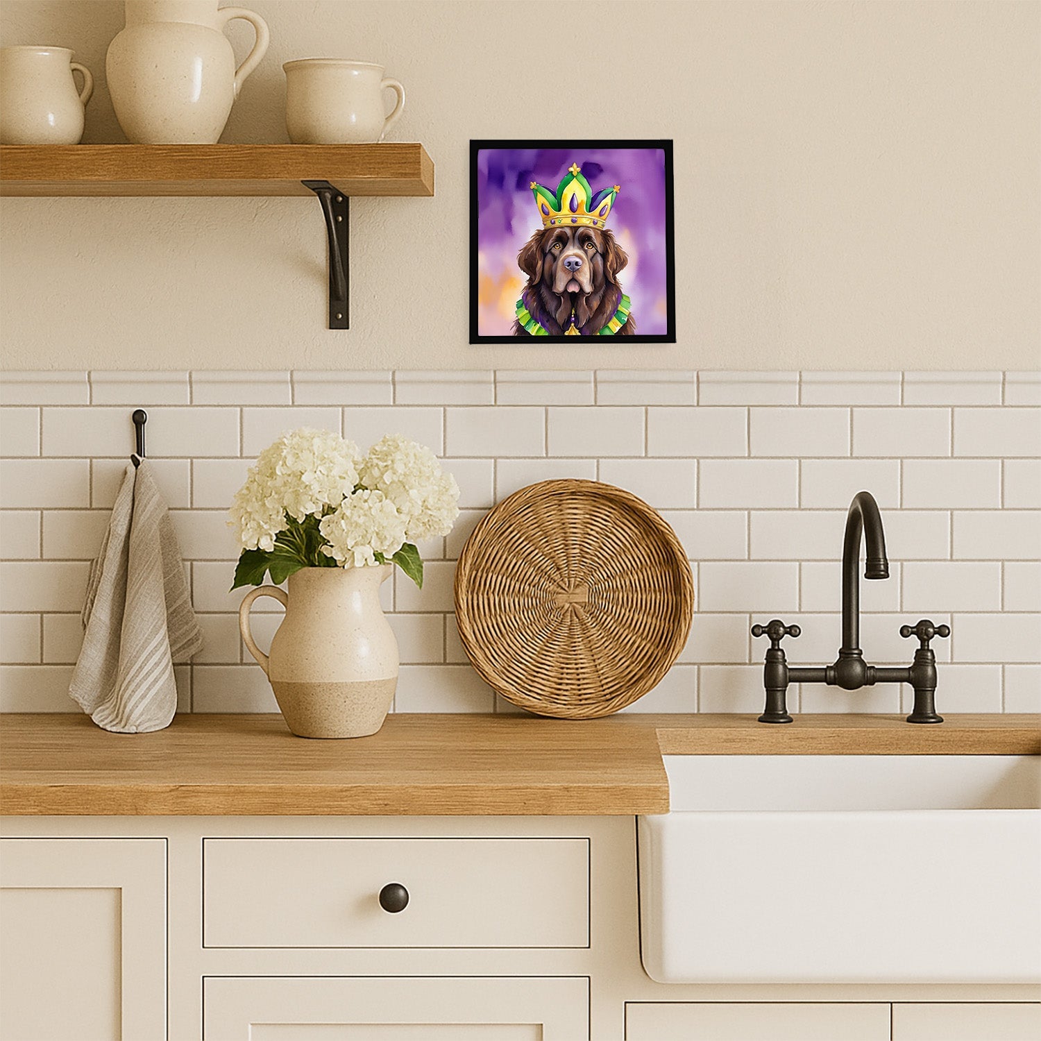 Newfoundland King of Mardi Gras Framed Metal Print Bathroom, Kitchen, Office, Home Decor Wall Art Ready to Hang, Square, 8X8