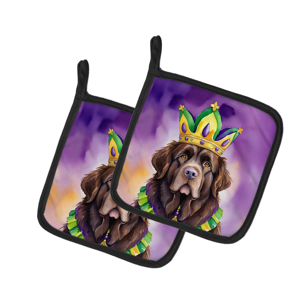 Newfoundland King of Mardi Gras Pot Holder Set of 2 Heat Resistant Quilted Hot Pads 7.5 x 7.5 Inch, Insulated Kitchen Trivets for Cooking & Baking