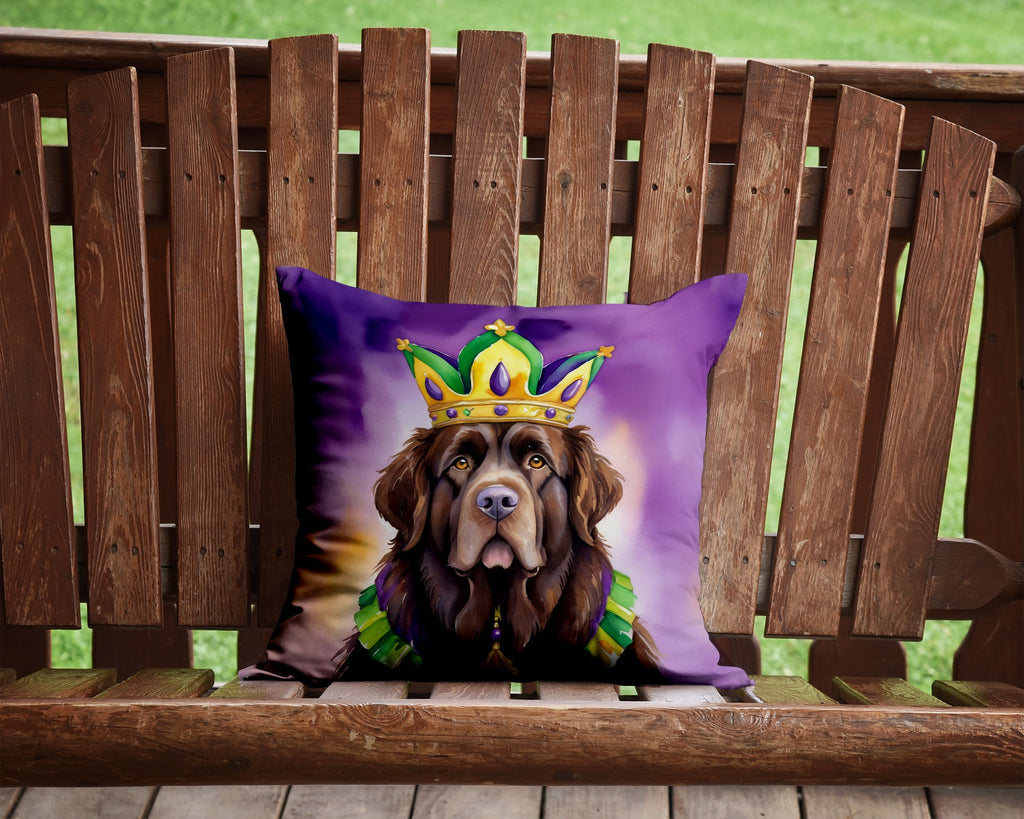 Newfoundland King of Mardi Gras Decorative Throw Pillow 14x14 Indoor Outdoor Accent Cushion, Fabric Cover with Insert for Sofa, Bed, Porch & Living Room