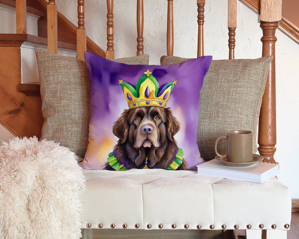 Newfoundland King of Mardi Gras Decorative Throw Pillow 14x14 Indoor Outdoor Accent Cushion, Fabric Cover with Insert for Sofa, Bed, Porch & Living Room