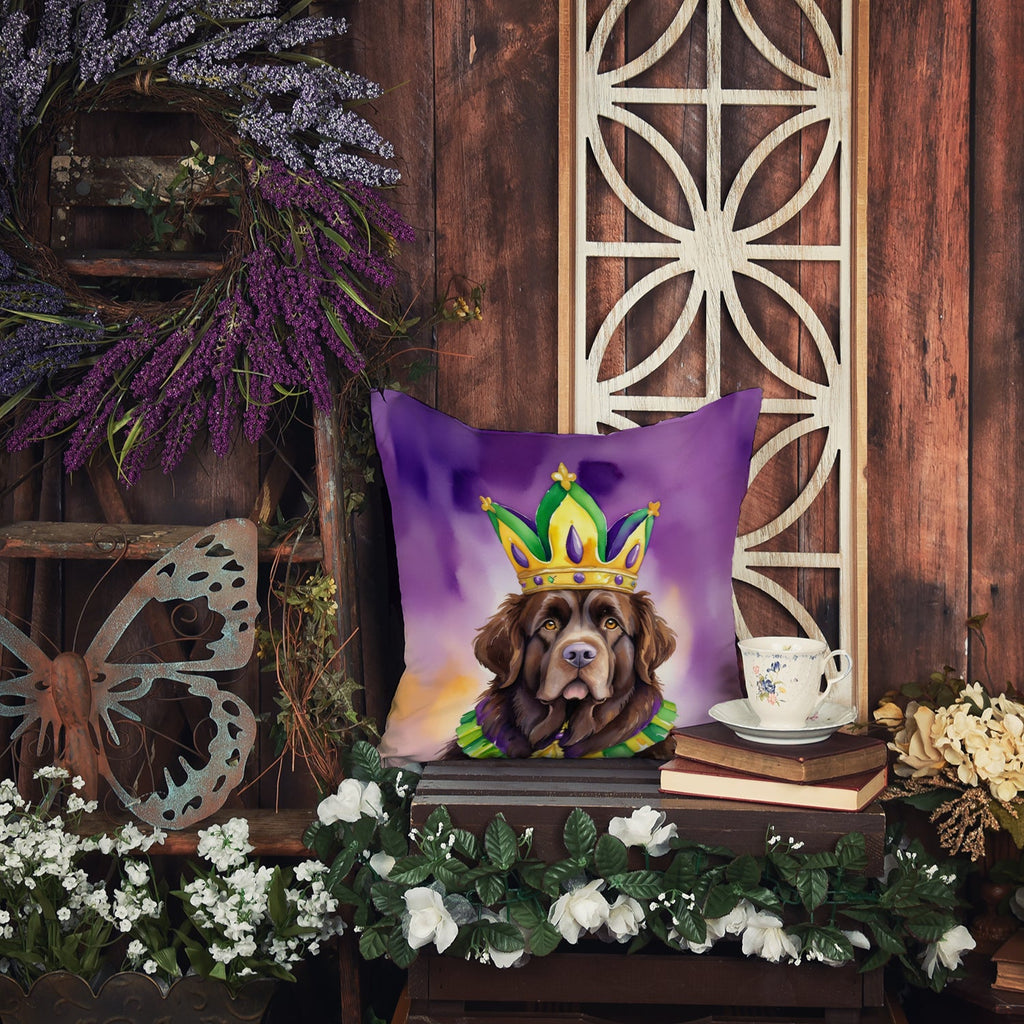 Newfoundland King of Mardi Gras Decorative Throw Pillow 14x14 Indoor Outdoor Accent Cushion, Fabric Cover with Insert for Sofa, Bed, Porch & Living Room