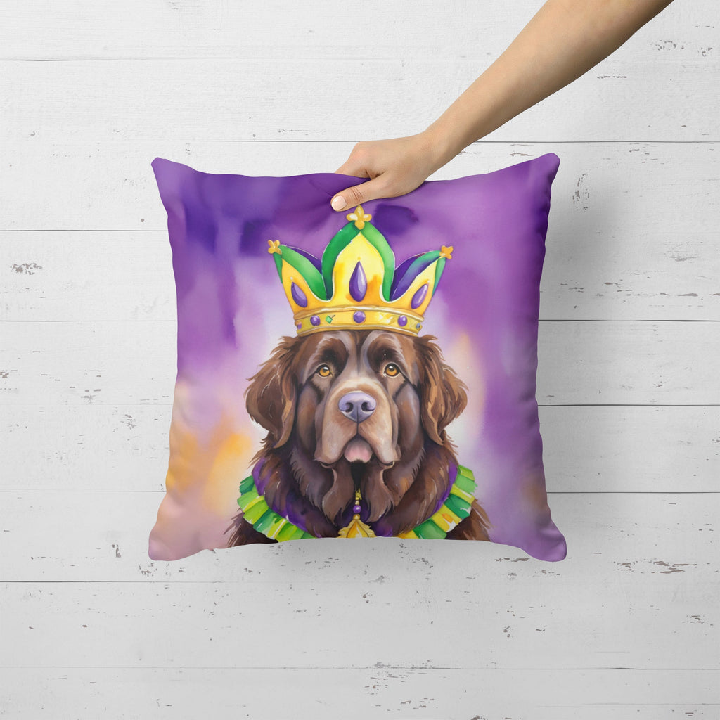 Newfoundland King of Mardi Gras Decorative Throw Pillow 18x18 Indoor Outdoor Accent Cushion, Fabric Cover with Insert for Sofa, Bed, Porch & Living Room