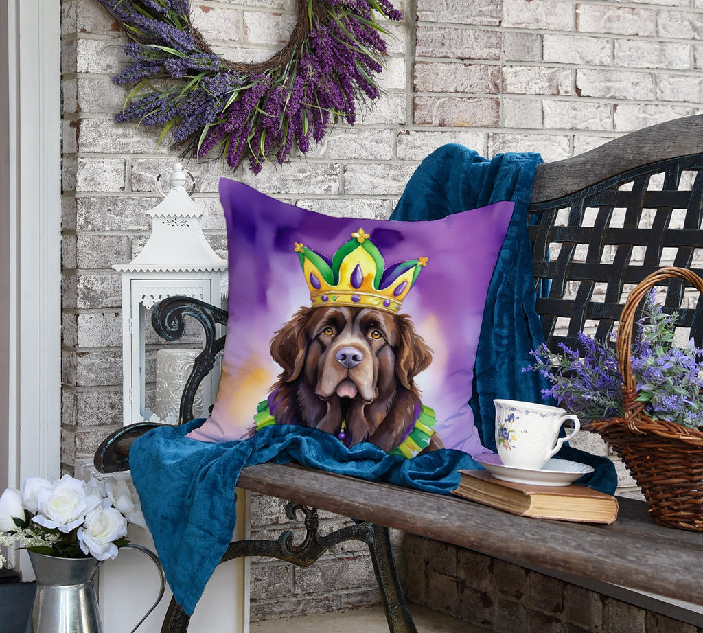 Newfoundland King of Mardi Gras Decorative Throw Pillow 18x18 Indoor Outdoor Accent Cushion, Fabric Cover with Insert for Sofa, Bed, Porch & Living Room