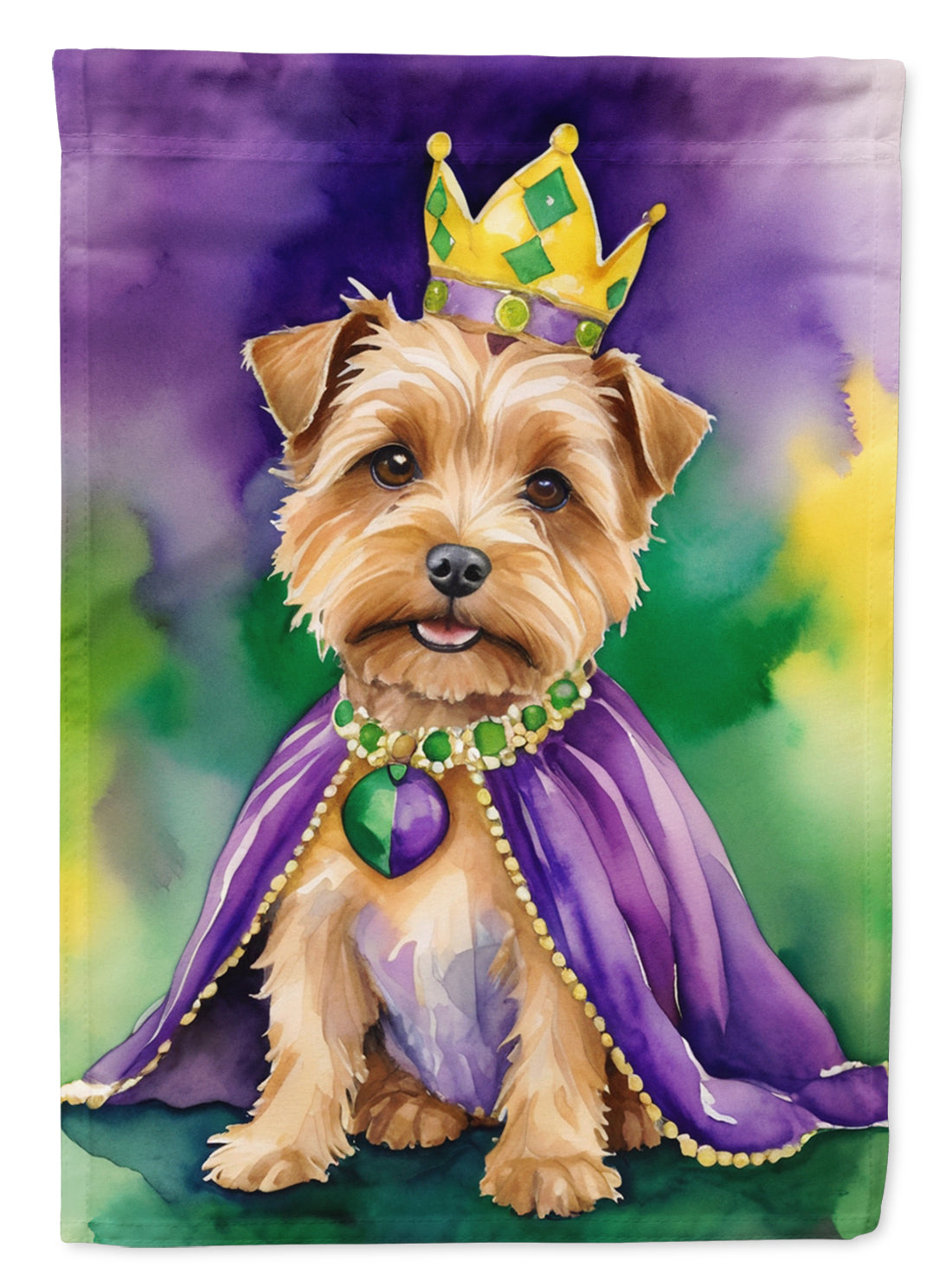 Norfolk Terrier King of Mardi Gras House Flag 28x40 Porch Sleeve Pole Decorative Outside Yard Banner Artwork Wall Hanging, Polyester