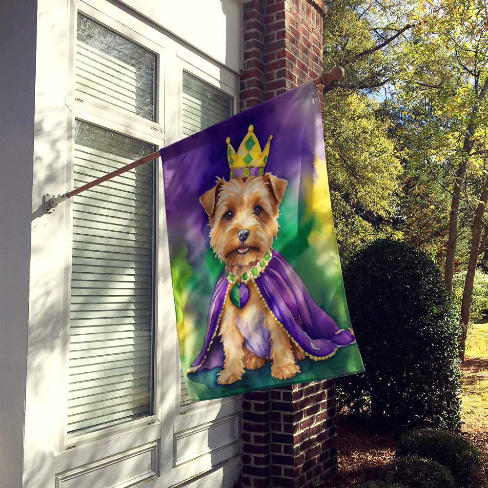 Norfolk Terrier King of Mardi Gras House Flag 28x40 Porch Sleeve Pole Decorative Outside Yard Banner Artwork Wall Hanging, Polyester
