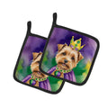 Norfolk Terrier King of Mardi Gras Pot Holder Set of 2 Heat Resistant Quilted Hot Pads 7.5 x 7.5 Inch, Insulated Kitchen Trivets for Cooking & Baking