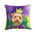 Norfolk Terrier King of Mardi Gras Decorative Throw Pillow 14x14 Indoor Outdoor Accent Cushion, Fabric Cover with Insert for Sofa, Bed, Porch & Living Room