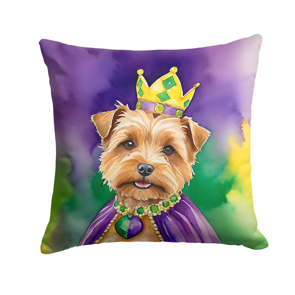 Norfolk Terrier King of Mardi Gras Decorative Throw Pillow 18x18 Indoor Outdoor Accent Cushion, Fabric Cover with Insert for Sofa, Bed, Porch & Living Room