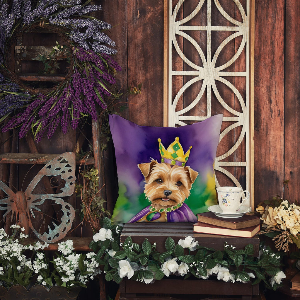 Norfolk Terrier King of Mardi Gras Decorative Throw Pillow 18x18 Indoor Outdoor Accent Cushion, Fabric Cover with Insert for Sofa, Bed, Porch & Living Room
