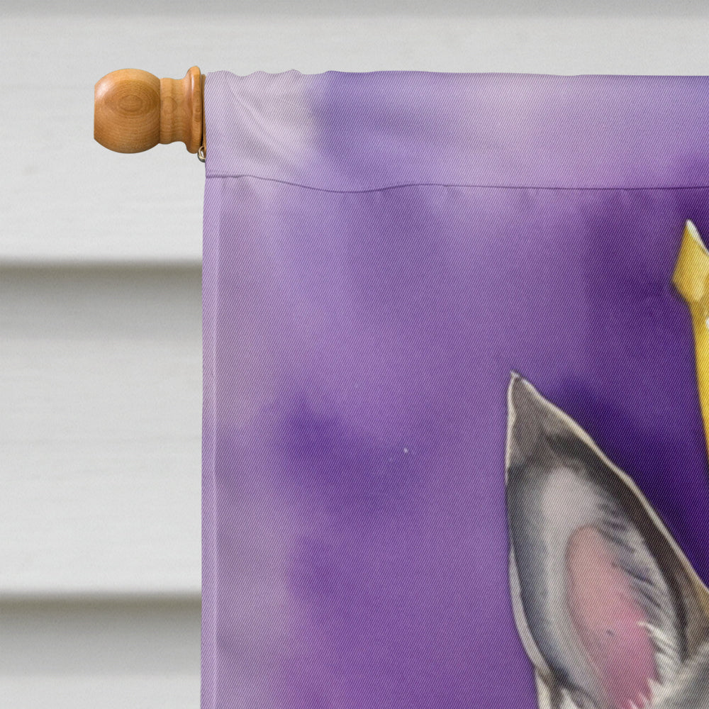 Norwegian Elkhound King of Mardi Gras House Flag 28x40 Porch Sleeve Pole Decorative Outside Yard Banner Artwork Wall Hanging, Polyester