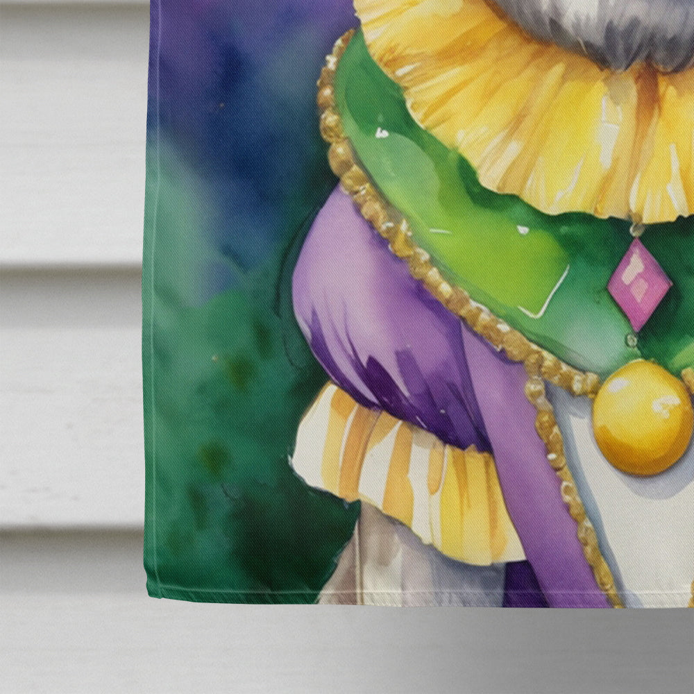 Norwegian Elkhound King of Mardi Gras House Flag 28x40 Porch Sleeve Pole Decorative Outside Yard Banner Artwork Wall Hanging, Polyester