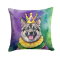 Norwegian Elkhound King of Mardi Gras Decorative Throw Pillow 14x14 Indoor Outdoor Accent Cushion, Fabric Cover with Insert for Sofa, Bed, Porch & Living Room