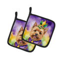 Norwich Terrier King of Mardi Gras Pot Holder Set of 2 Heat Resistant Quilted Hot Pads 7.5 x 7.5 Inch, Insulated Kitchen Trivets for Cooking & Baking
