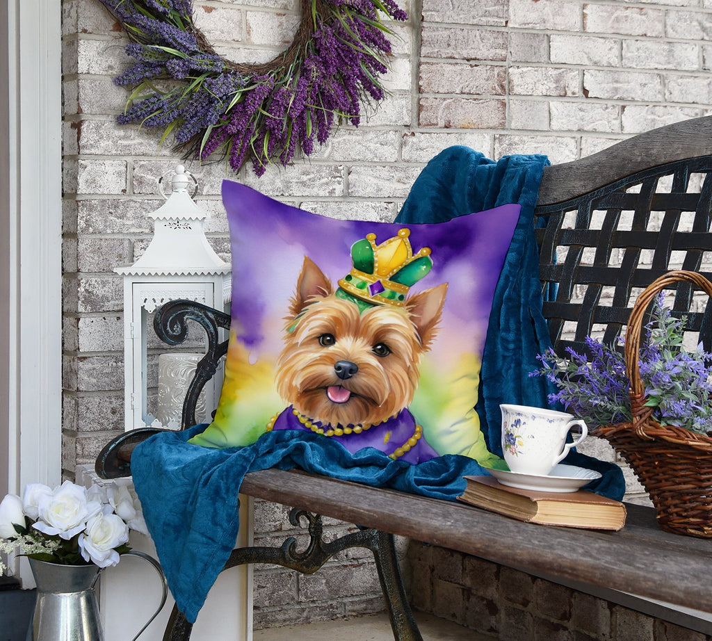 Norwich Terrier King of Mardi Gras Decorative Throw Pillow 18x18 Indoor Outdoor Accent Cushion, Fabric Cover with Insert for Sofa, Bed, Porch & Living Room
