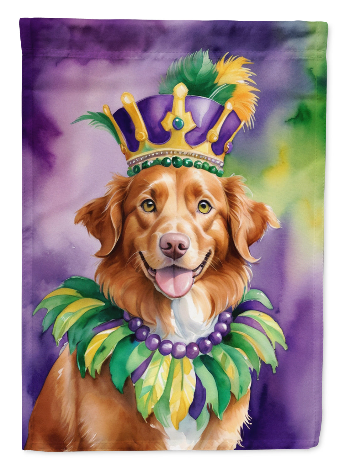 Nova Scotia Duck Tolling Retriever King of Mardi Gras House Flag 28x40 Porch Sleeve Pole Decorative Outside Yard Banner Artwork Wall Hanging, Polyester