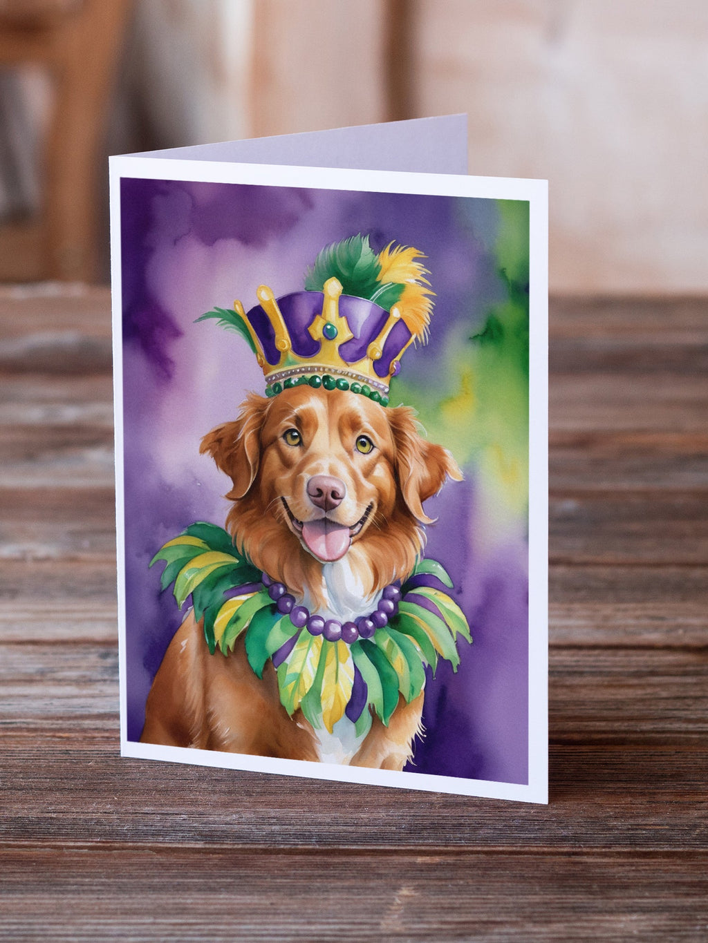 Nova Scotia Duck Tolling Retriever King of Mardi Gras Greeting Cards Pack of 8 Blank Cards with Envelopes Whimsical A7 Size 5x7
