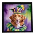 Nova Scotia Duck Tolling Retriever King of Mardi Gras Framed Metal Print Bathroom, Kitchen, Office, Home Decor Wall Art Ready to Hang, Square, 8X8