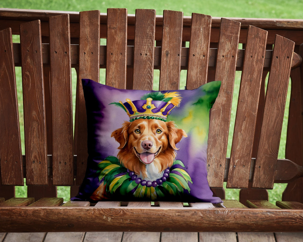 Nova Scotia Duck Tolling Retriever King of Mardi Gras Decorative Throw Pillow 14x14 Indoor Outdoor Accent Cushion, Fabric Cover with Insert for Sofa, Bed, Porch & Living Room